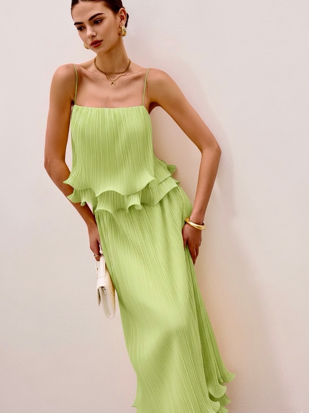 Commense Pleated Layered Ruffle Skirt Set - Picture 8 of 16